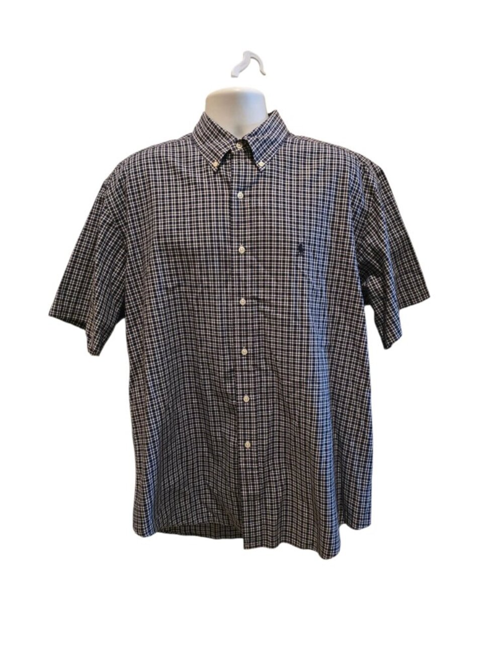 Ralph Lauren Blake Men’s Large Plaid Button Down Shirt Short Sleeve 100% Cotton